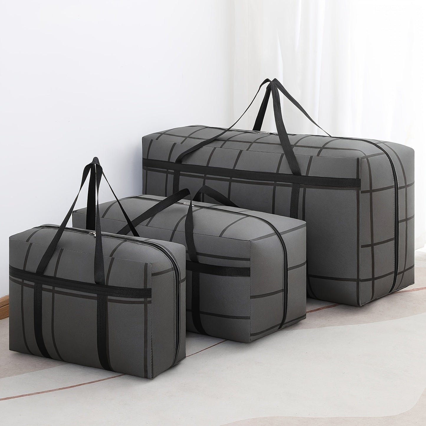 Black Portable Organizer for Quilts, Clothes, Blankets & Toys - Spacious Non-Woven Storage Bag