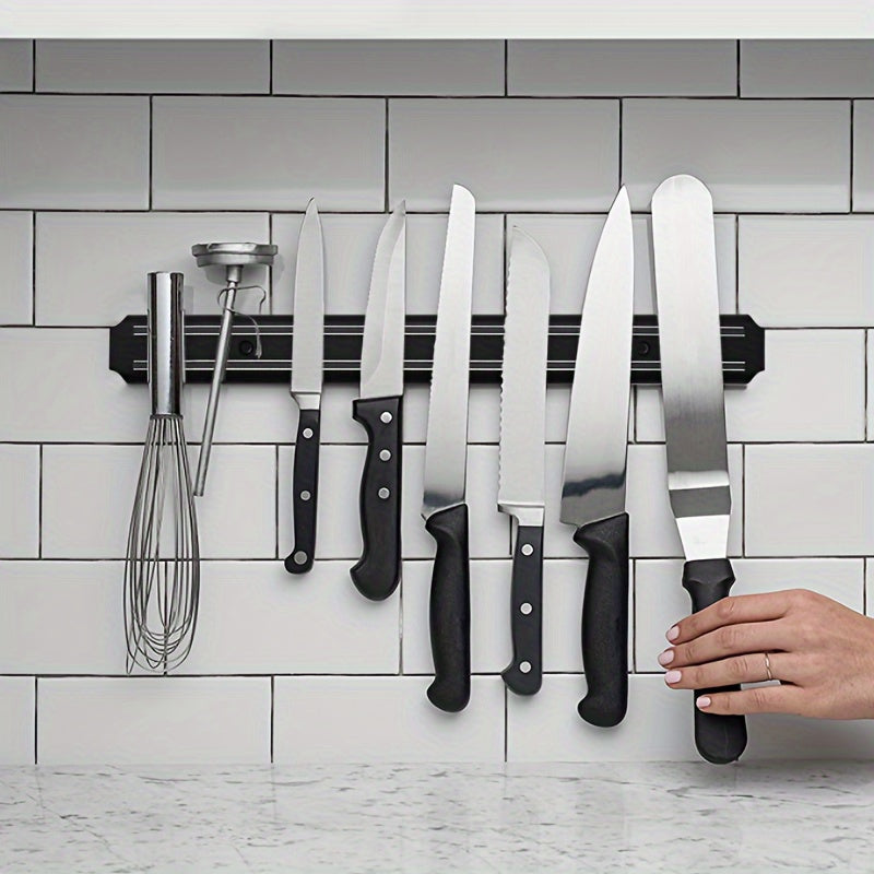 Kitchen Organization Magnetic Knife Holder - Durable Metal and Plastic Strip for Safe Storage of Knives, Scissors, and Tools