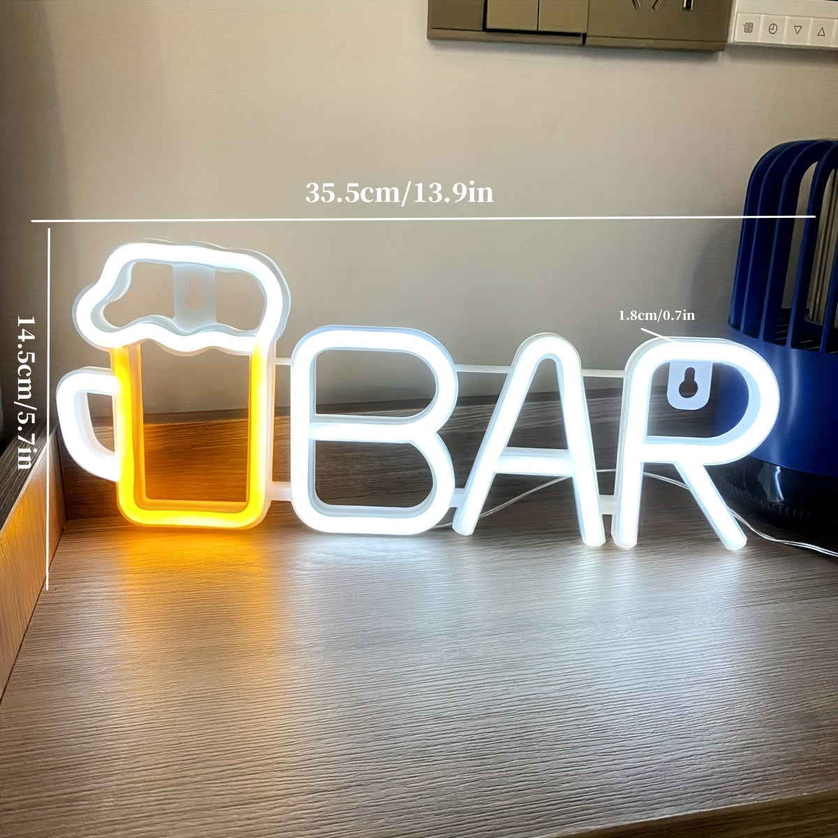 Pink LED Beer Mug BAR Neon Sign, 35.31x14.48cm Wall Hanging Light with Switch Control - Ideal for Girls Room, Dorm, Wedding, Anniversary, Valentine's, Birthday Party Decor. Battery/USB Powered (Batteries not included).