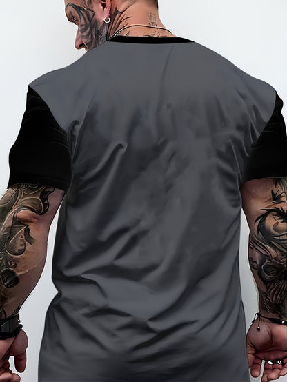 Men's casual animal print t-shirt with quick-dry, breathable mesh fabric, short sleeve, round neck, perfect for summer sports, seasonal wear, and featuring a digital print on soft knit