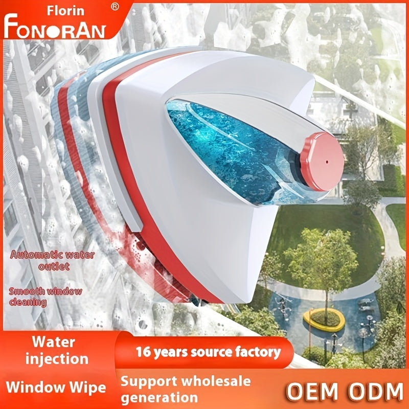 One Piece Double-Sided Magnetic Window Cleaner made from ABS Material, a Multi-Function Glass Wiper with Built-in Water Storage, Safety Feature to Prevent Pinching, Suitable for Use in Living Room, Bathroom, Kitchen - Backed by 16-Year Factory Support