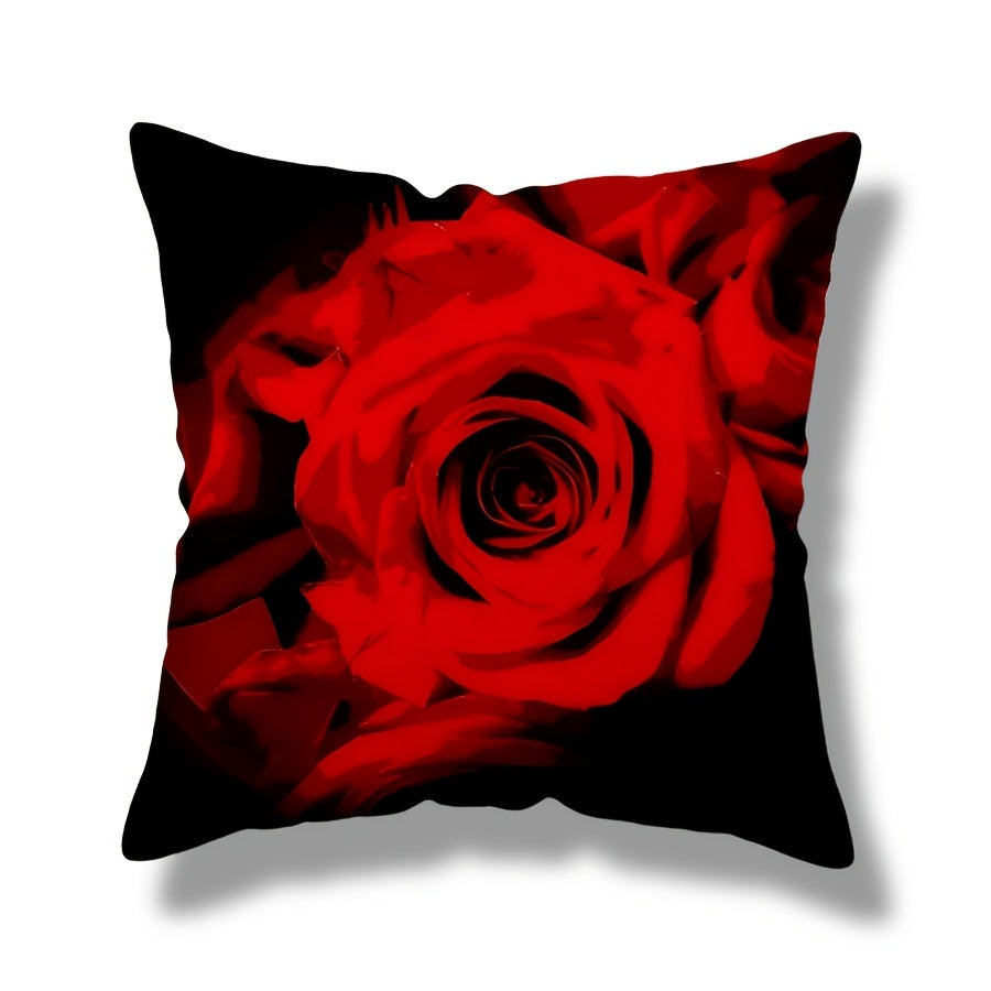 Add a touch of elegance to your home with this 1-piece Elegant Red Rose Printed Throw Pillow Cover. Measuring 44.96cm x 44.96cm, this vibrant floral design features a zip closure for easy insertion and removal. Perfect for Valentine's Day and wedding