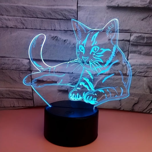 1 Horizontal Cat Style 3D Night Light with 7-color visual touch. Perfect for Christmas parties, weddings, birthdays, and room decoration. A creative and unique gift idea.