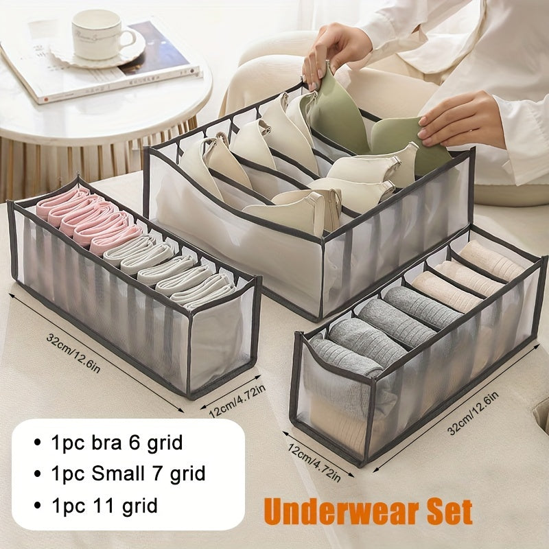 Organize your wardrobe with our variety of storage solutions, including transparent mesh bags for underwear and socks, foldable plaid boxes, and simple style drawer organizers. Perfect for storing children's clothes or as a Christmas, Thanksgiving, New