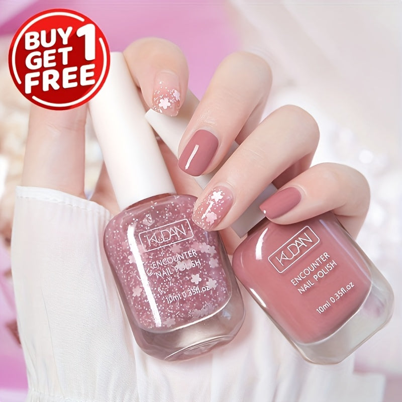 2 Pink Quick-Dry Nail Polishes, 0.34oz each - Odorless, Alcohol-Free Water-Based Formula for Daily Manicures