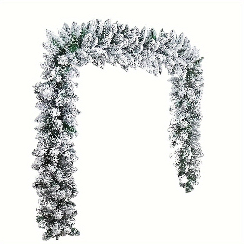 1 piece of 274.32cm Snow Flocked Christmas Garland, Snowy Artificial Winter Frosted Pine Garland for Xmas Tree, Stairs, and Fireplace Decor