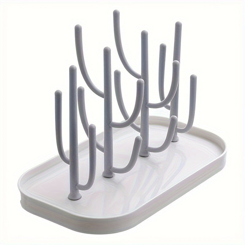 ABS+PP Cactus-shaped Bottle Drying Rack, versatile detachable rack for bottles, water cups, and draining bottles.