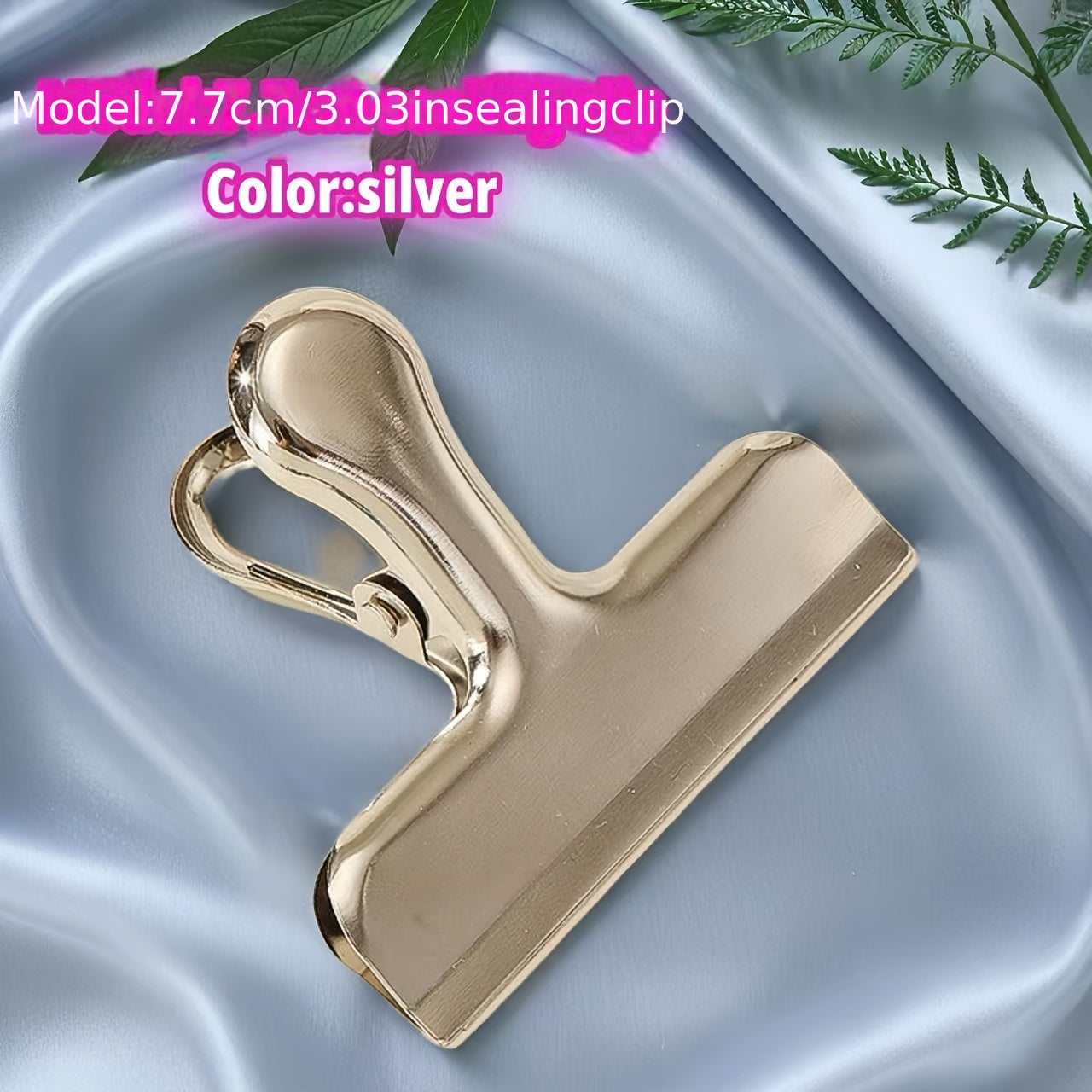 7.7cm Food Bag Sealer Clip in Gold, also suitable as a Document Holder Clip. This multipurpose clip is perfect for sealing bags, organizing papers, and daily household and office tasks. Explore our range of gold products for everyday life.