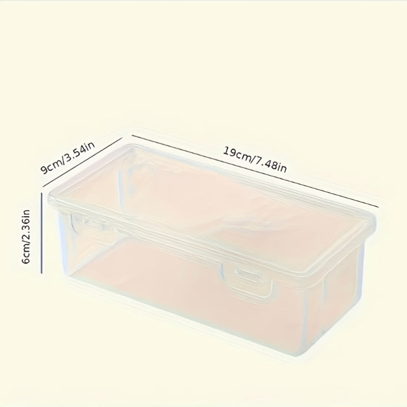 Set of 4 large clear PP storage boxes with lids, ideal for organizing office and school supplies like pens, pencils, markers, and crafts.