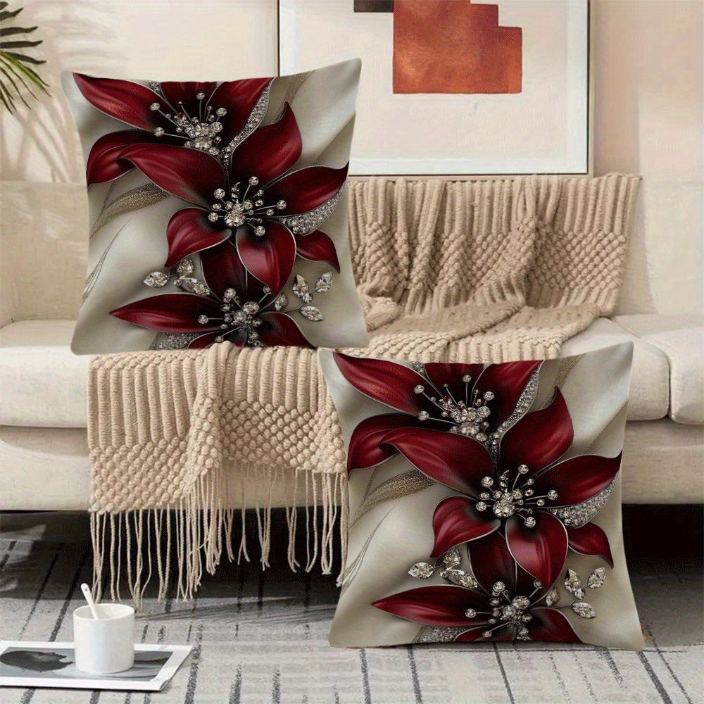 Set of two, 45.72x45.72cm Floral Square Cushion Covers - Stylish, with Zip Closure, Easy to Clean in Washing Machine - Great for Indoor and Outdoor Decoration, can be used on Sofa or in Tent - Makes an Ideal Birthday Present (Pillow Not Included)