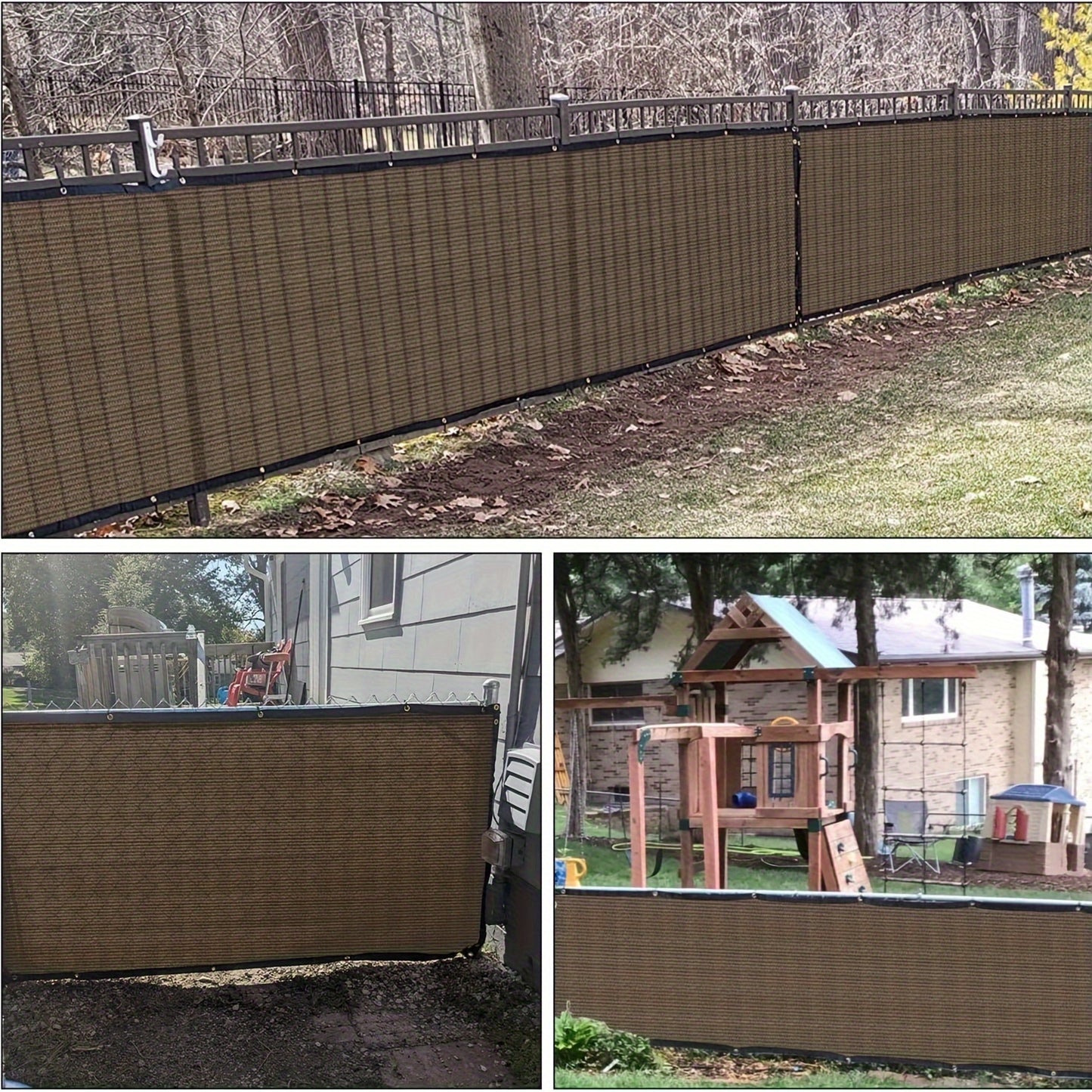 Encrypted coffee color net with privacy fence, punched every 50cm with 6 edges.