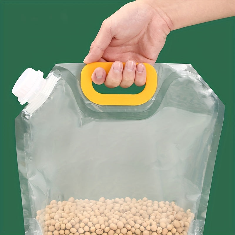 Set of 5 Reusable Food Storage Bags with Spouts - Designed for Leakproof, Moisture-Proof & Freshness Seal for Grains, Nuts, Snacks & More - Must-Have Kitchen Organizing Items