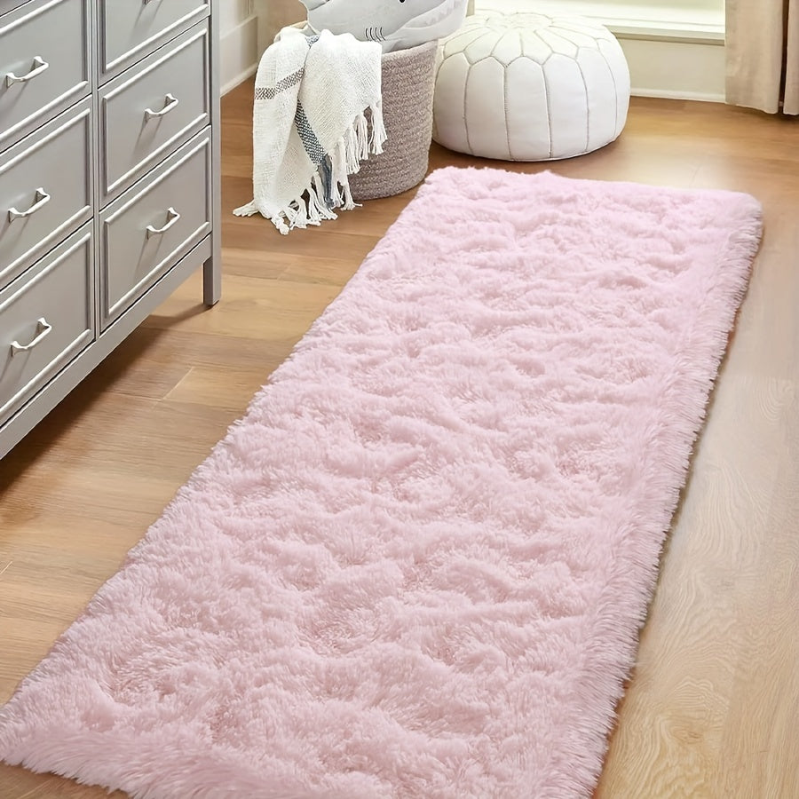 1 piece of a fluffy plush rug suitable for bedroom and living room decor. This comfortable bedside rug adds a touch of coziness to any room. Its furry and decorative design makes it a perfect addition to your indoor decor.