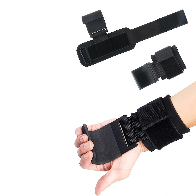 Stainless Steel Wrist Support Brace with Anti-Slip Grip and Booster Hook for Weightlifting and Strength Training - Black