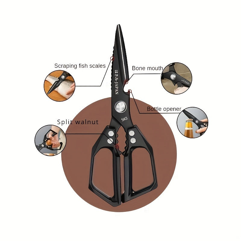 Professional Grade Stainless Steel Kitchen Scissors - Sharp and Durable Shears for Easy Cutting of Meat, Poultry, and Fish - Ideal for BBQs and Outdoor Cooking