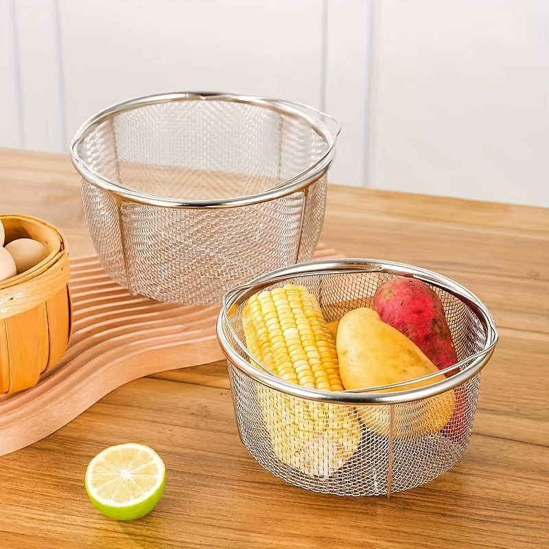 Durable Stainless Steel Steamer Basket with Tripod Stand - Ideal for Cooking Vegetables, Pasta & More - Versatile and Safe Mesh Design