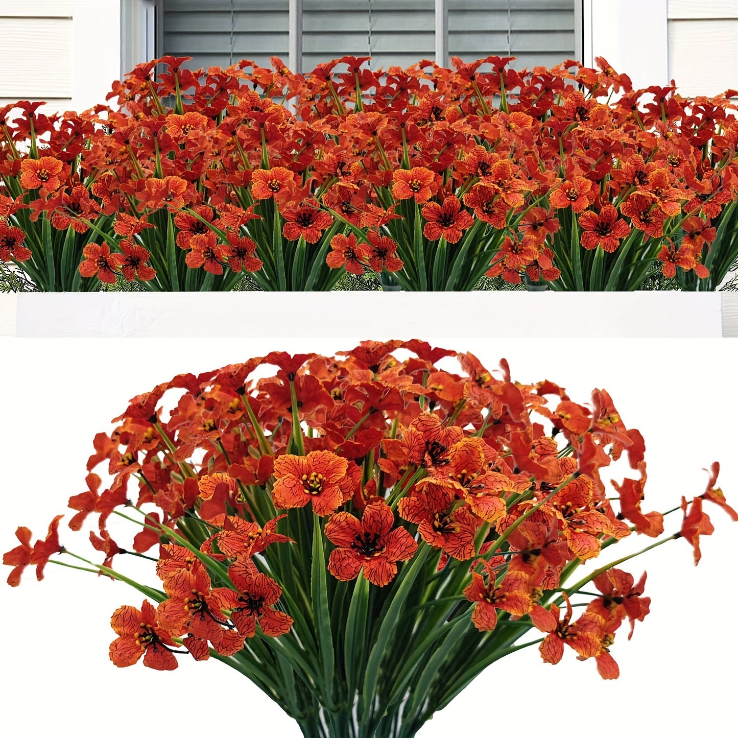 6 Bunches of UV Resistant Artificial Flowers for Outdoor and Home Decoration