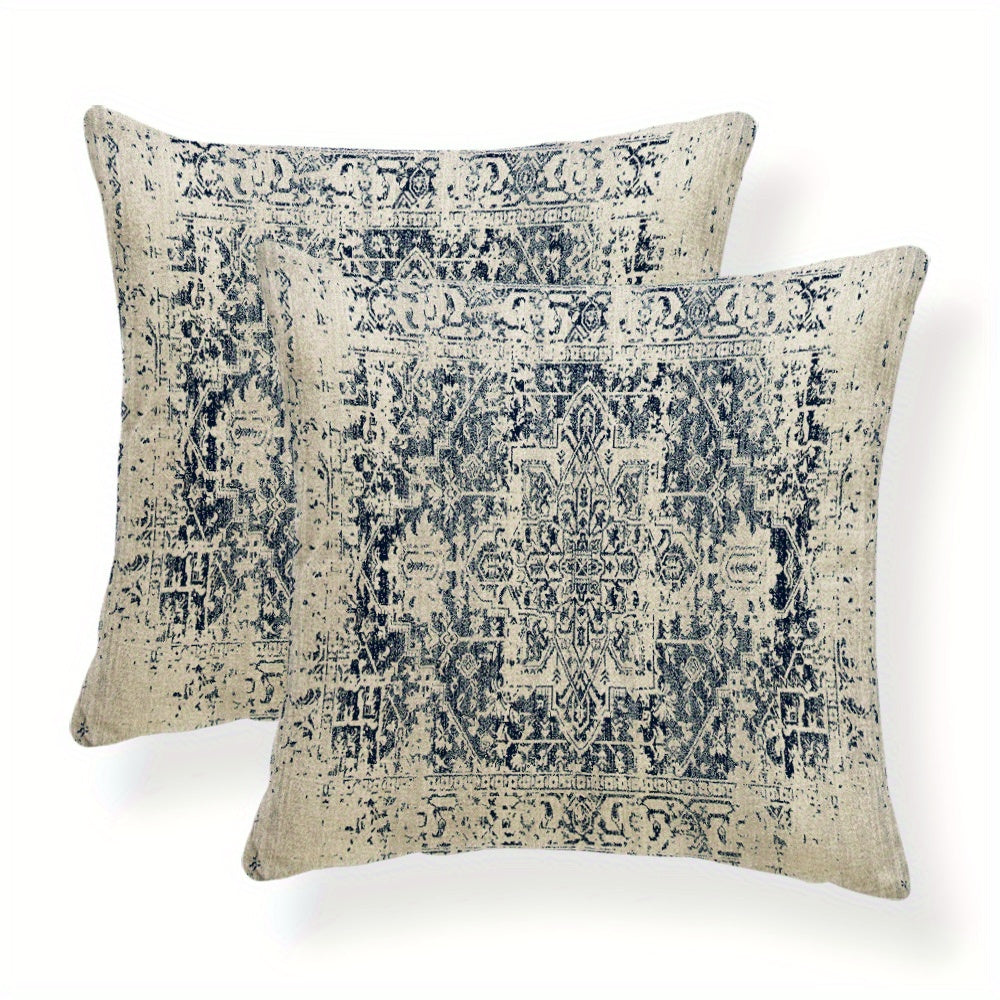 1 pair Ethnic Persian Print Cushion Covers - Retro decorative pillow covers featuring Classical Turkish art, perfect for the living room.