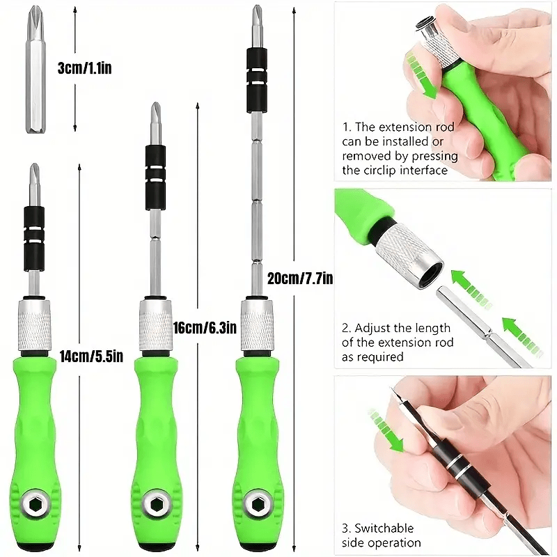 Precision screwdriver set with 32 tools for repairing mobile phones and laptops, includes mini magnetic drill.