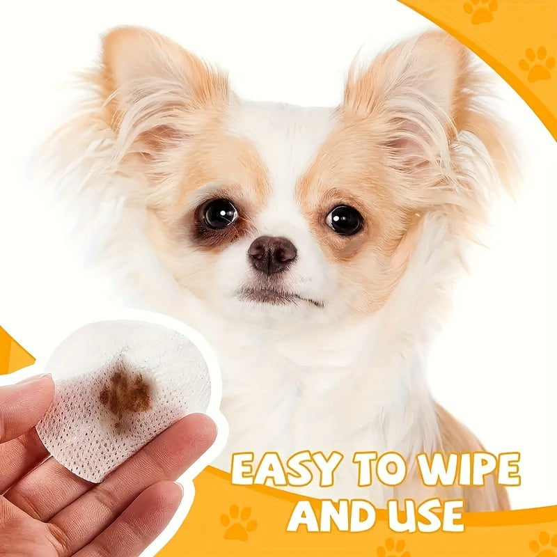 Box of 120 portable pet eye cleaning wipes for cats and dogs to remove tear stains and cleanse the facial area.