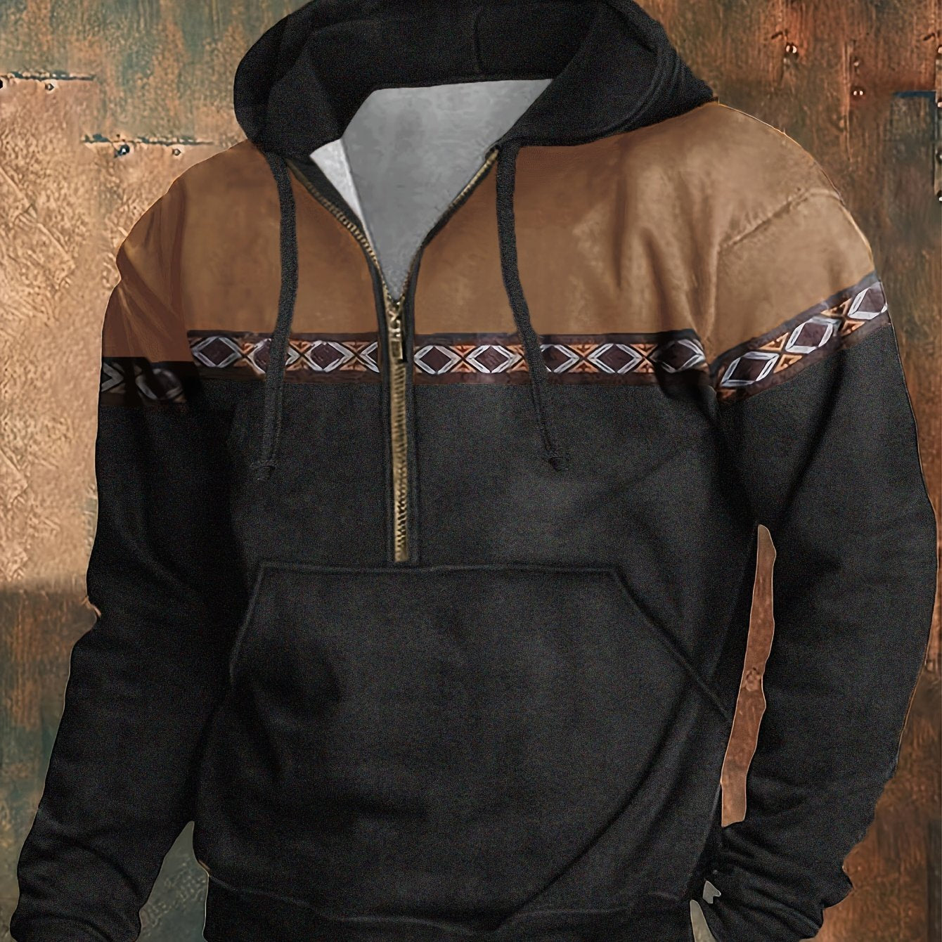 Men's Plus Size Contrast Color Hoodie for Fall/Winter