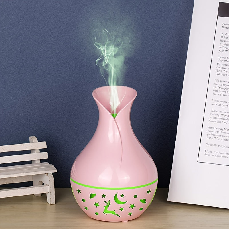 YAIAWISU Portable USB Humidifier with Essential Oil Diffuser: Quiet, Auto Shut-Off, 7 Color Lights, Nightlight - Ideal for Home & Office Use. Made of Plastic.