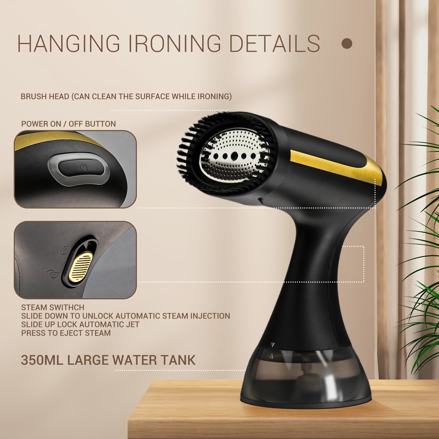 Compact handheld garment steamer with detachable water tank, ideal for home and travel use.