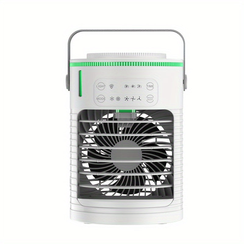 Compact Cooling Device with Polished Finish - Portable Misting Air Cooler Fan for Personal Space - Evaporative Humidifier with Touch Control Button - 3 Speed USB Powered Table Fan for Bedroom, Office, Travel - Indoor & Outdoor Use