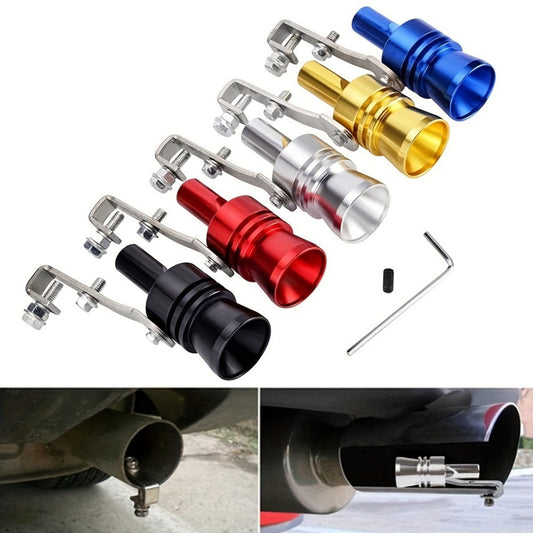 Aluminum Turbo Whistle Exhaust Sonic Simulator Kit enhances motorcycle and car performance with vibrant colors and easy installation, fits all models.