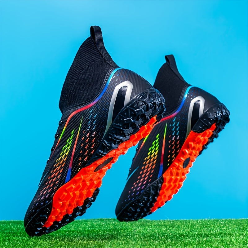 Breathable high-top soccer cleats for all seasons, perfect for training and competition, with non-slip features.