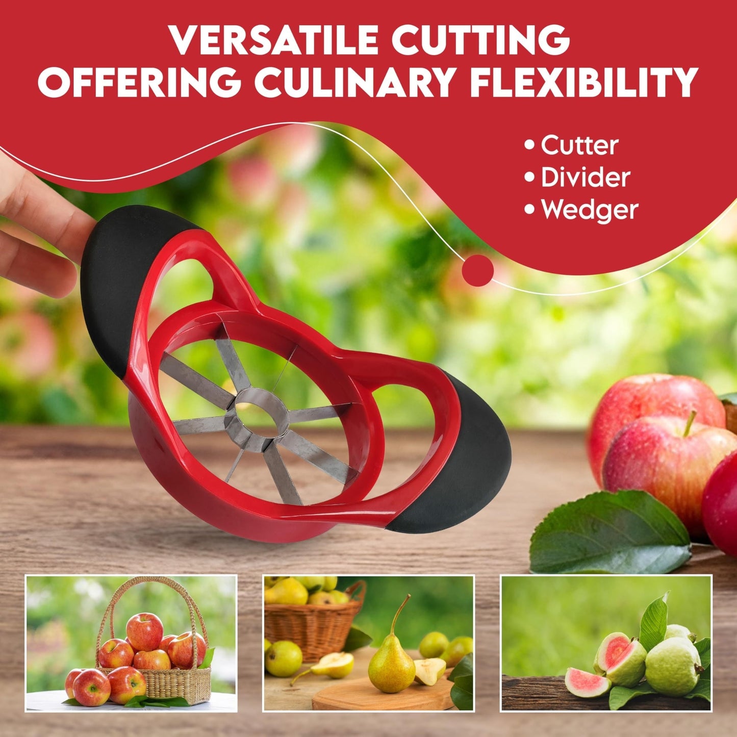 Large Safety Fruit Cutter made of Stainless Steel with Hand Guards for Easy Slicing and Coring of Apples