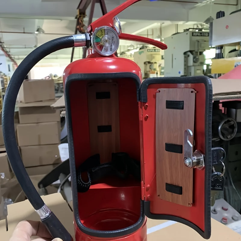 Unique Red Mini Bar in the Shape of a Fire Extinguisher - Artisan Metal Wine Cabinet for Whiskey Lovers, Ideal Present for the Holidays