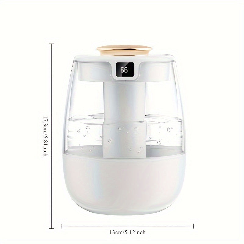 Quiet USB humidifier with large capacity, perfect for bedroom or desk, with dual mist settings, night light, and digital display.