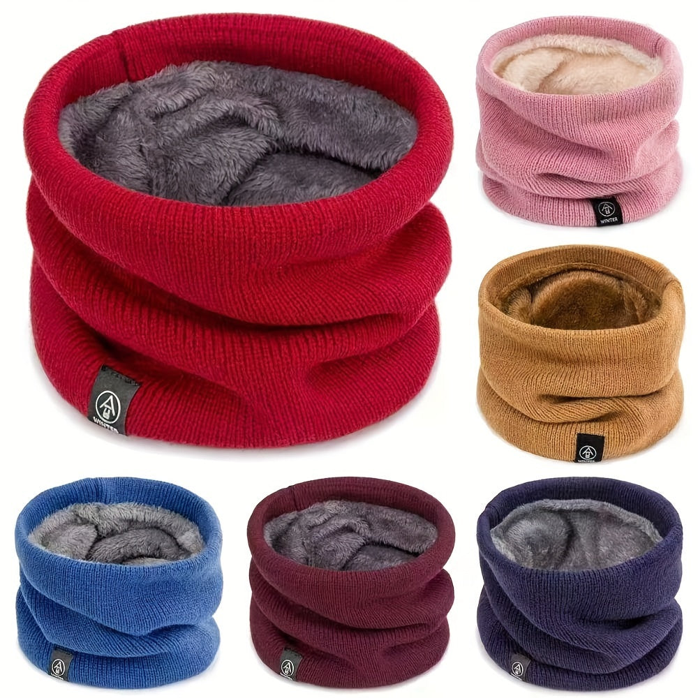 Winter Scarf for Men and Women, Cozy Knitted Neck Cover with Plush Lining, Made of Polyester & Spandex, Suitable for Casual and Outdoor Activities, Doubles as a Cycling Face Mask and Headscarf, Fashionable Unisex Accessory