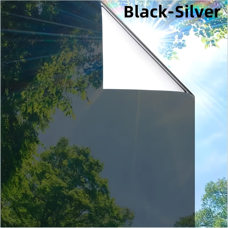 2mil Thick PET Material Classic Style Privacy Screen Mirror Film with Self-Adhesive Peel and Stick Mounting for Home and Office Use, Providing Sun Protection, Anti-UV, and Heat Control