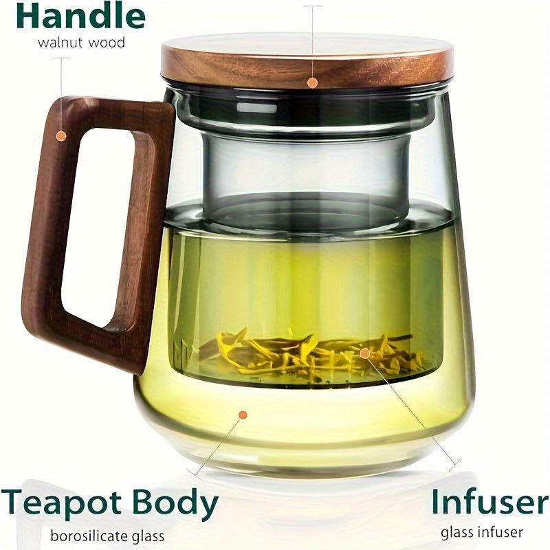 High Borosilicate Transparent Glass Tea Water Separation, Brewing Tea Cup, Living Room Smoke Gray Floral Tea Cup for Office