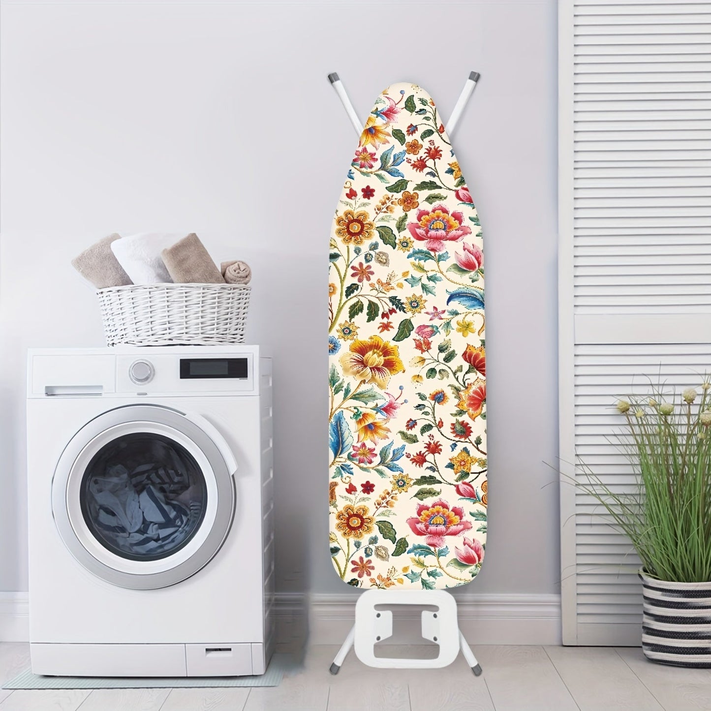 Retro Floral Ironing Board Cover with Stretchable Edge, Single Piece - Dust-Resistant Replacement Item for Household Ironing