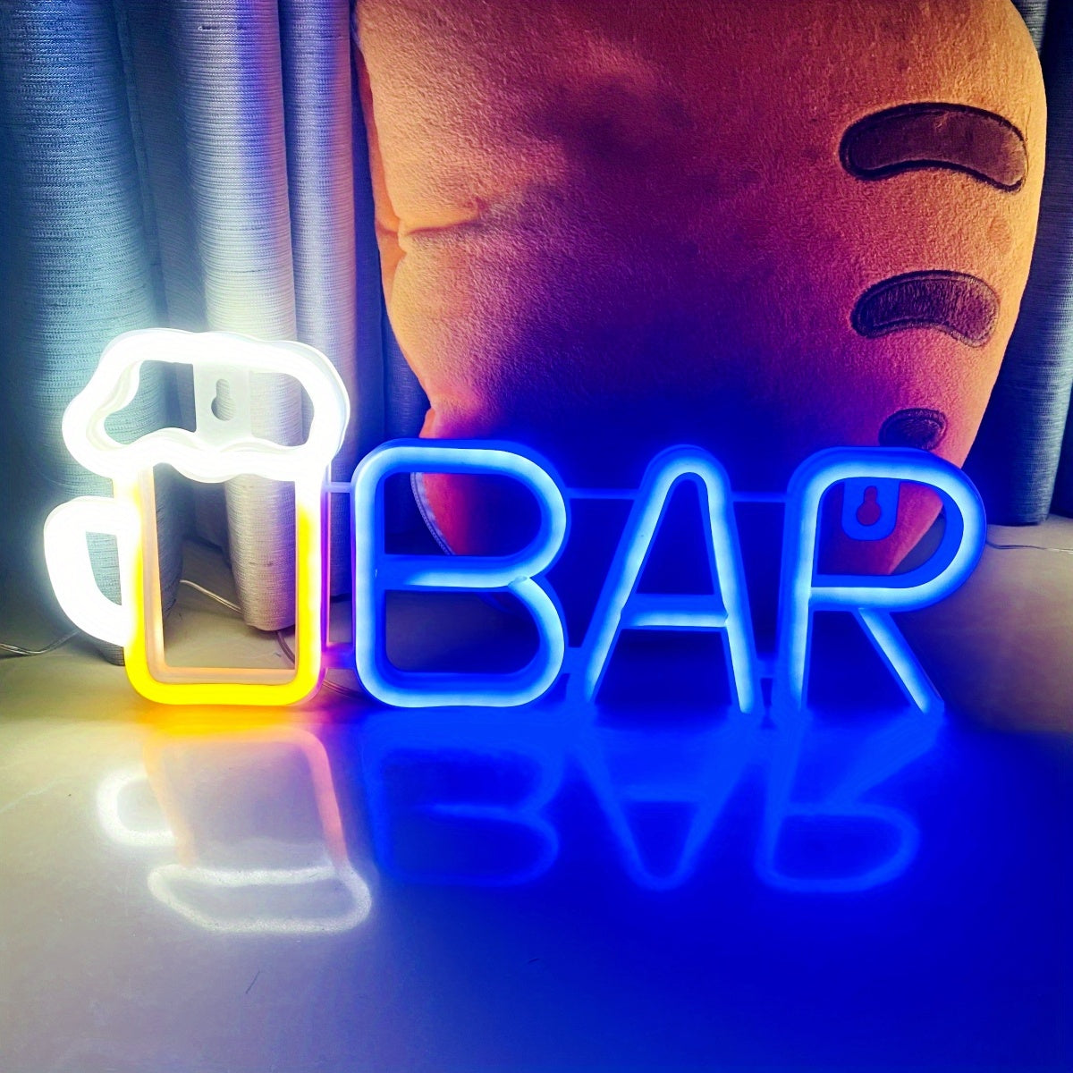 Pink LED Beer Mug BAR Neon Sign, 35.31x14.48cm Wall Hanging Light with Switch Control - Ideal for Girls Room, Dorm, Wedding, Anniversary, Valentine's, Birthday Party Decor. Battery/USB Powered (Batteries not included).