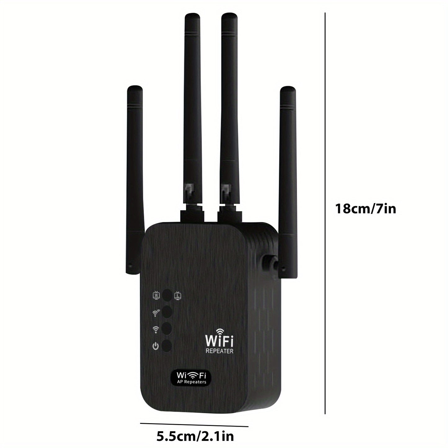 2024 WiFi Booster: 6x stronger, 1200Mbps, dual bands, up to 8500 sq ft, strong signal, 35 device support, easy setup, full coverage with 4 antennas, includes Ethernet port.