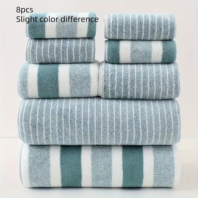 8-piece Coral Fleece Towel Set includes 2 bath towels, 2 hand towels, and 4 washcloths.