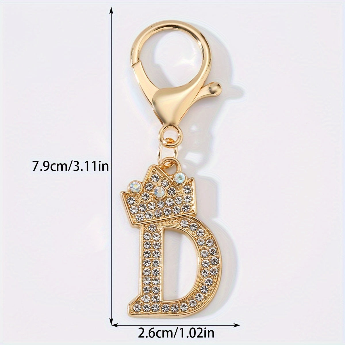 1pc Fashion Zinc Alloy Artificial Diamond Crown 26 English Letters Key Chain for Men, Bag Pendant for Friends.