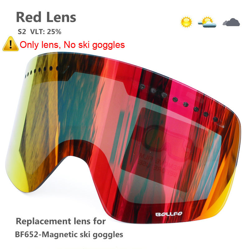 BOLLFO Anti-Fog Ski Goggles for Adults with Magnetic Double Layer Lens, Durable Frame, and Multiple Color Options.