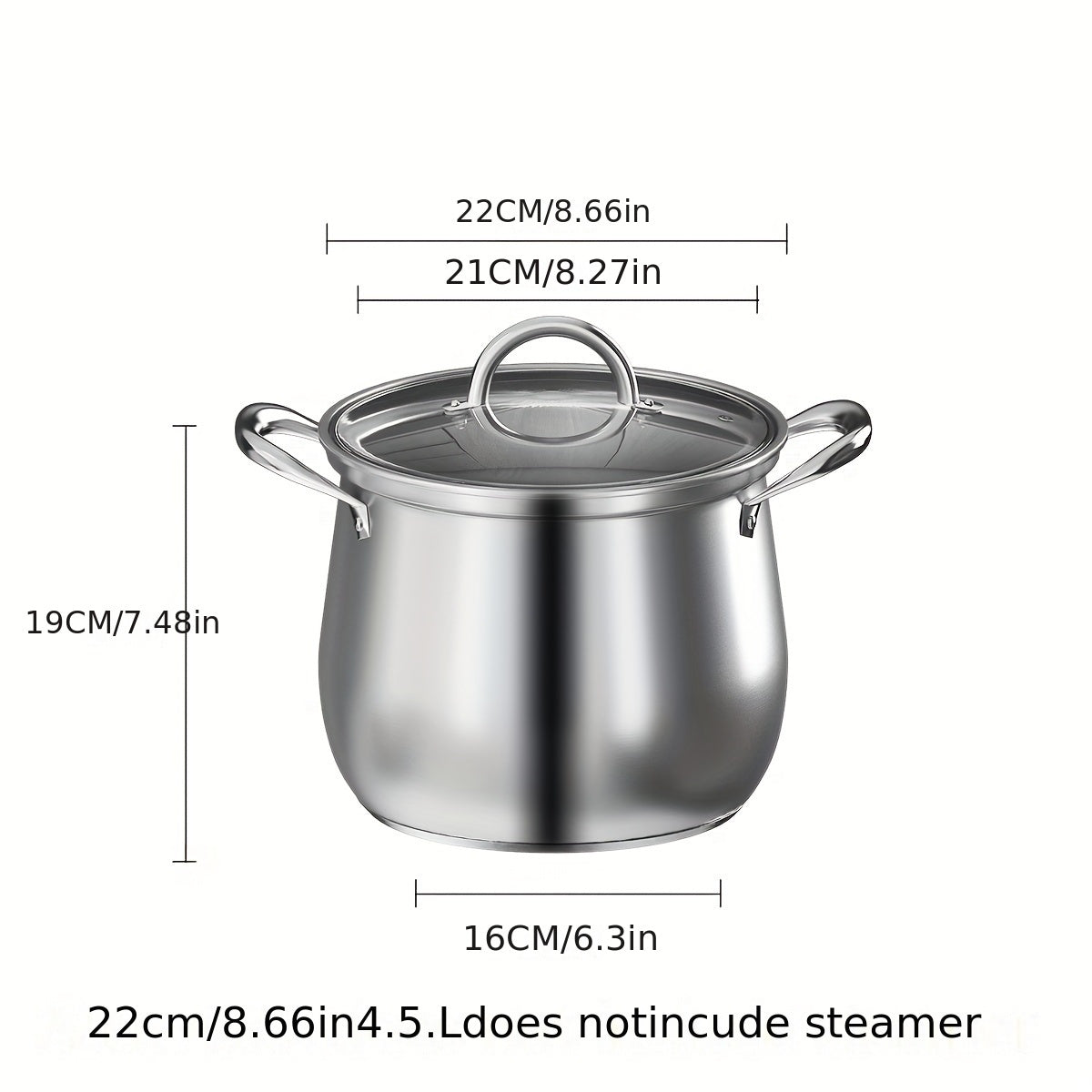 Large Capacity High Soup Pot made of 304 Stainless Steel, Thickened for Household use. Can be used for Cooking Porridge, Stews, and Steaming on Electromagnetic or Gas Stoves.