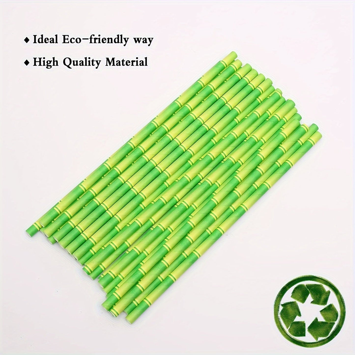 High-quality Bamboo Printed Paper Straws - Pack of 50 - Durable and Stylish for Cocktails, Juices, Shakes, and Smoothies - Ideal for Wedding, Birthday, and Party Decorations - Smoothie Straws - Durable Paper Straws for High-Quality Parties