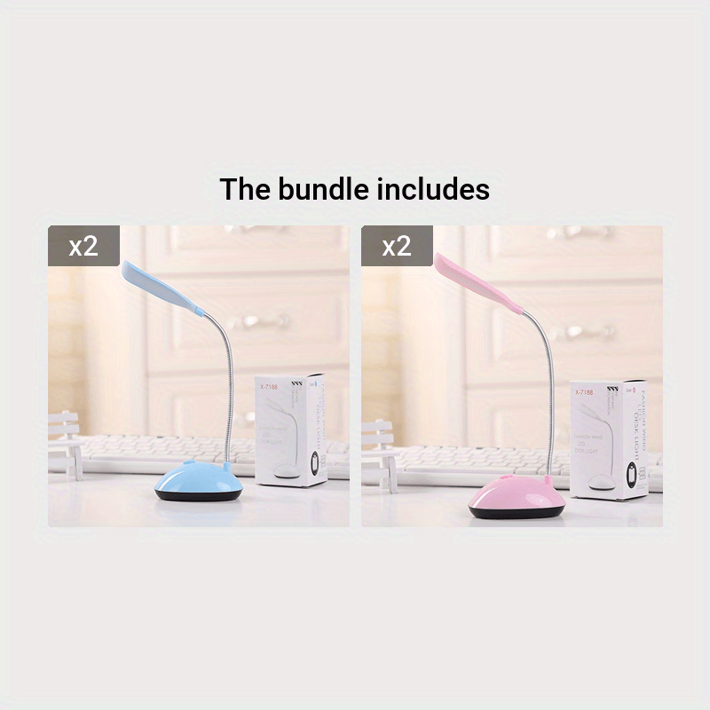 Kinpho Portable LED Desk Lamp is a foldable, eye-friendly mini table light with adjustable angle. It is battery operated (batteries not included) and ideal for students. Available in white