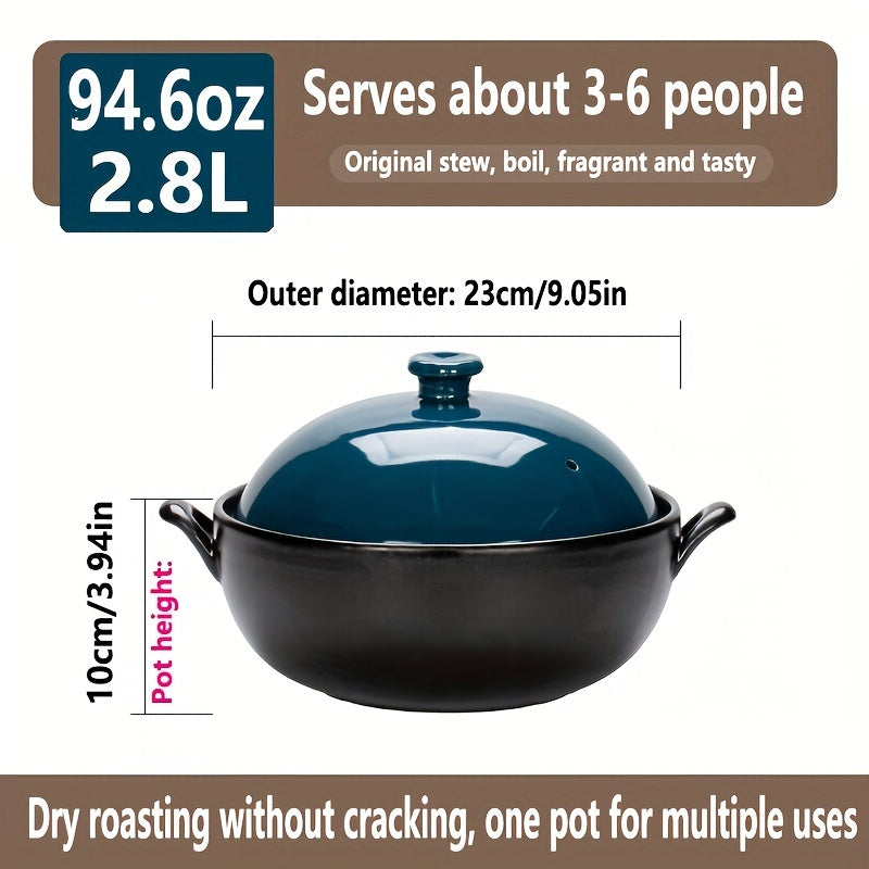 High-quality ceramic wok with emerald green lid, designed for high temperatures and non-stick cooking. This versatile stew pot is perfect for use on open flame gas burners, ideal for making soup or steaming dishes in your kitchen. A must-have addition to