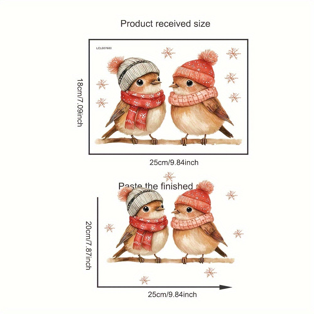 Celebrate the holiday season with our Festive Christmas Bird Window Cling. Featuring adorable cartoon birds wearing knitted hats and scarves, this removable and reusable cling has a semi-matte finish that is ideal for decorating windows, doors, walls