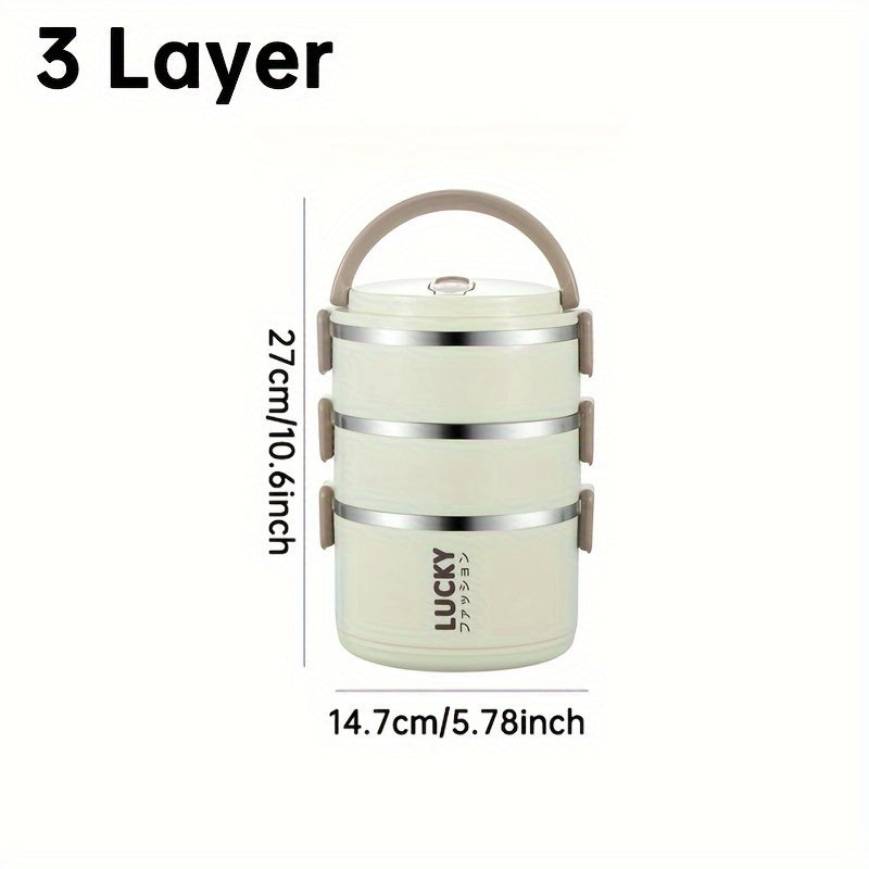 Insulated Lunch Box made of Stainless Steel with Lid & Handle - Leak-Proof, Multi-Layer Thermal Food Storage Container for School, Office, Camping & Picnic