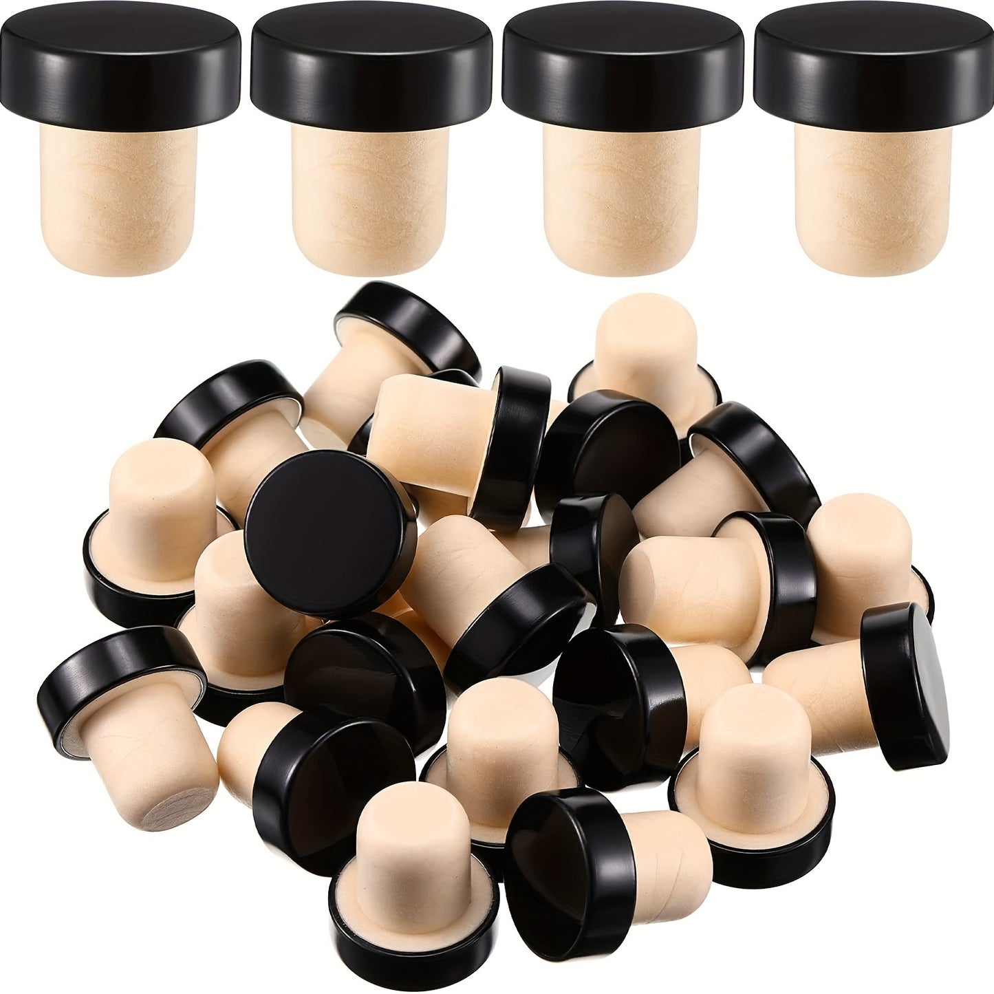 Wine cork bottle stoppers in T-shape design, 8 pieces, reusable for wine and beer bottles.