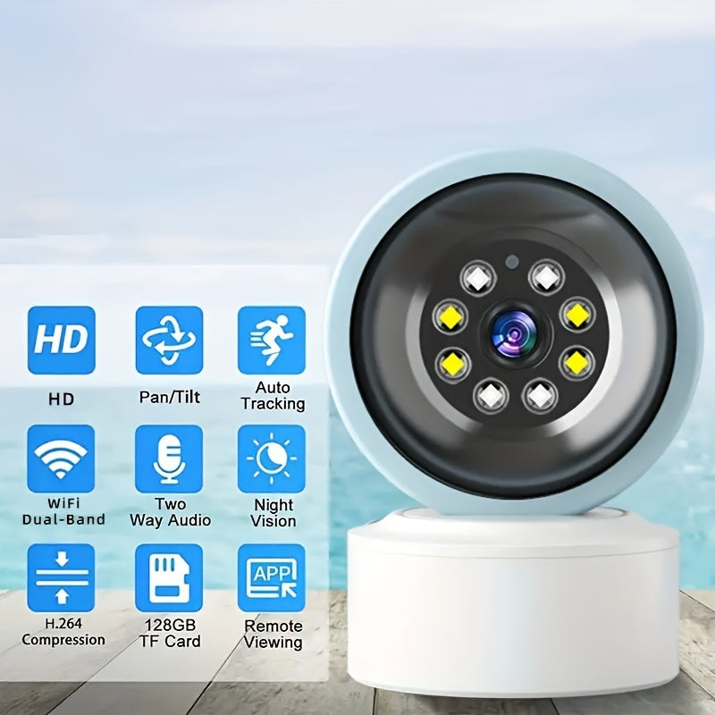 The Teruhal Smart Home Security Camera offers 2.4GHz WiFi connection, remote viewing through an app, motion detection and tracking, two-way audio, USB powered, automatic detection of abnormalities, dynamic human body object recognition, and is ideal for